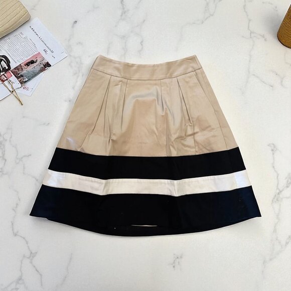 WHITE HOUSE BLACK MARKET WHBM Tan Black A Line Skirt Size 0 - Picture 1 of 7